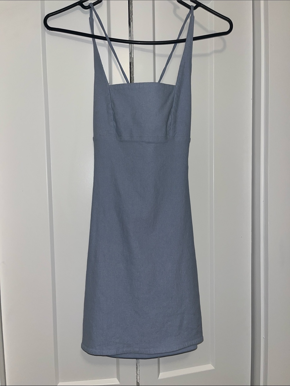 Altar'd State Dusty Blue Square-Neck Mini Dress